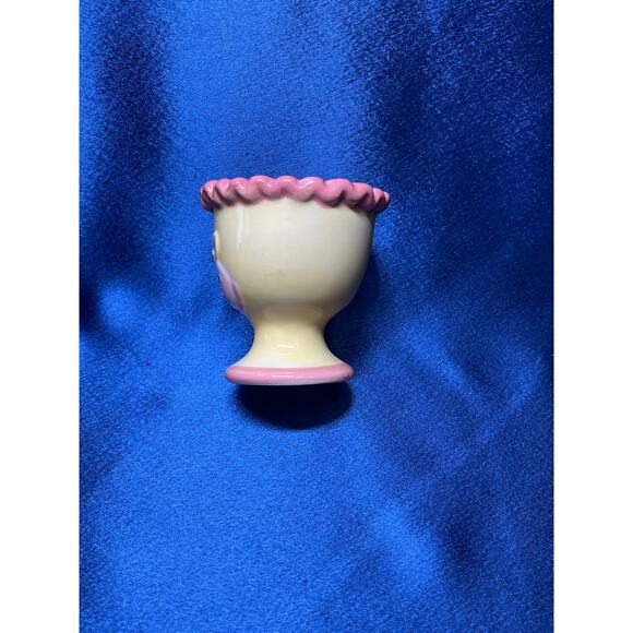 Porcelain Yellow and Pink Bunny with Ribbon Egg Cup WCL - Picture 2 of 6